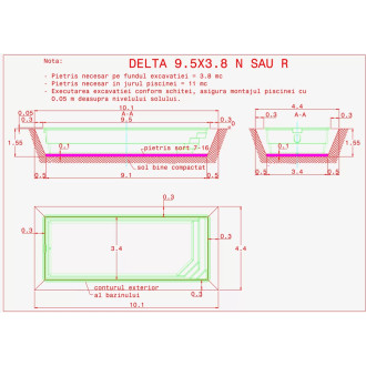  Bazen DELTA 9,5 x 3,8 x 1,5 m